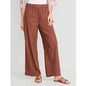 NWT Old Navy High-Waisted Linen Wide-Leg Pants Maplewood Size Large